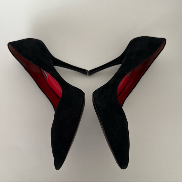Charles Jourdan Black Suede Heels Pointed Toe Stiletto Heel - Picture 7 of 13